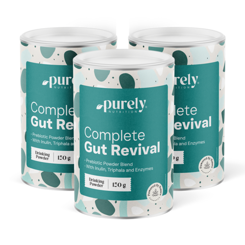 3x Complete Gut Revival – prebiotická zmes v prášku, spolu 450 g