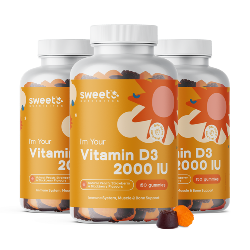 3x Vitamín D3 2000 IU, spolu 450 gumových cukríkov