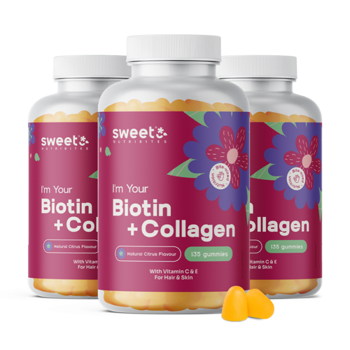 3x Biotín + kolagén, spolu 405 gumíkov