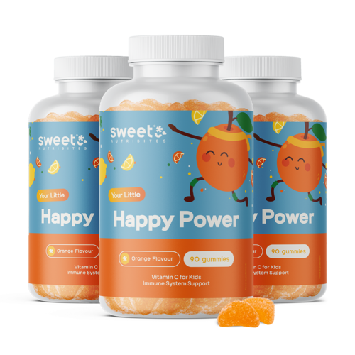 3x Happy Power – gumové cukríky pre deti s vitamínom C, spolu 270 gumových cukríkov