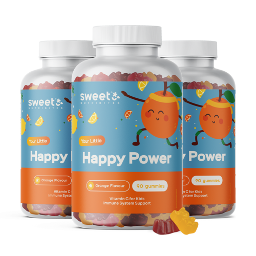 3x Happy Power – gumové cukríky pre deti s vitamínom C, spolu 270 gumových cukríkov