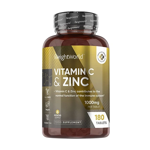Vitamín C + zinok v tabletách.